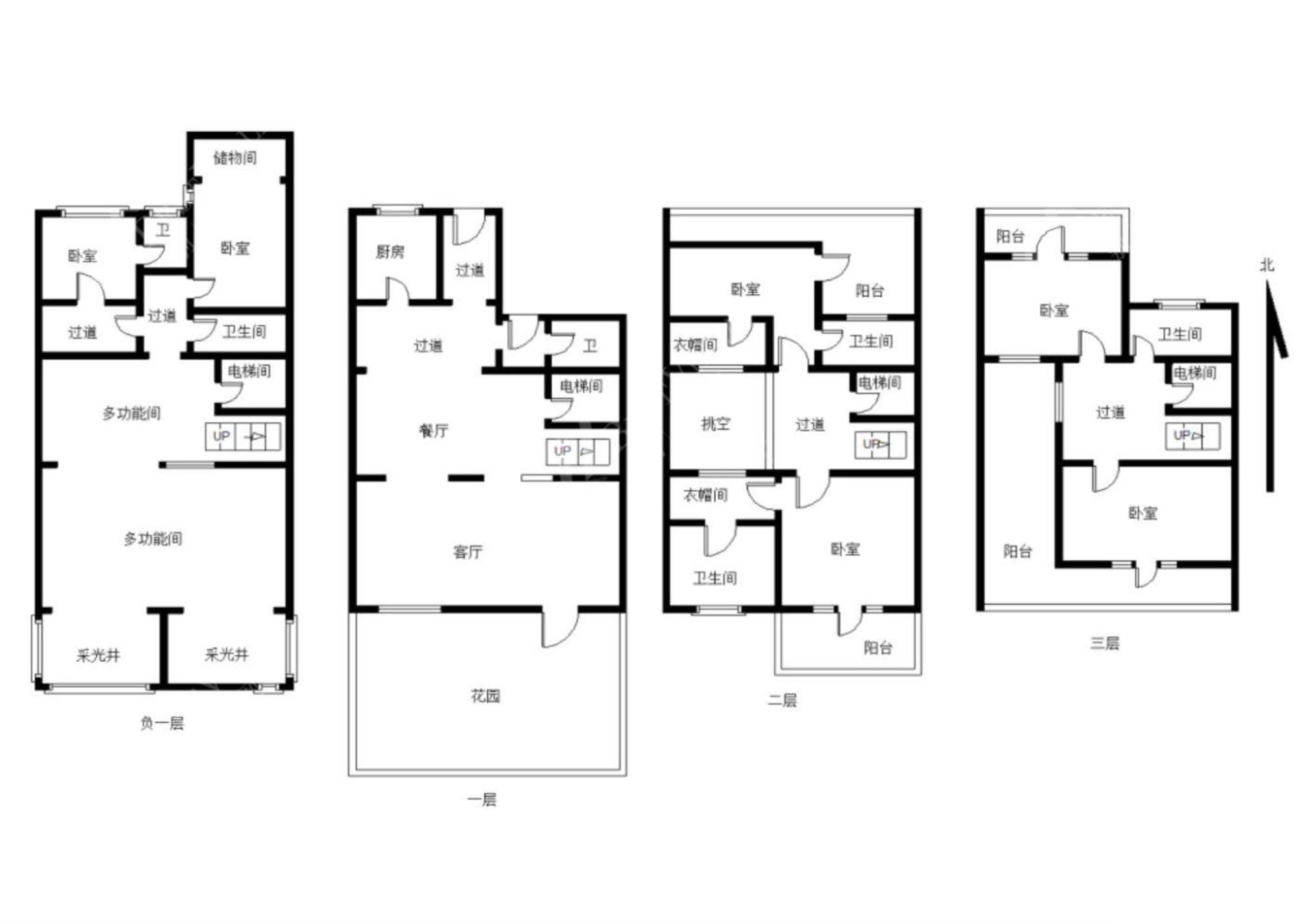 地上三层地下一层户型图
